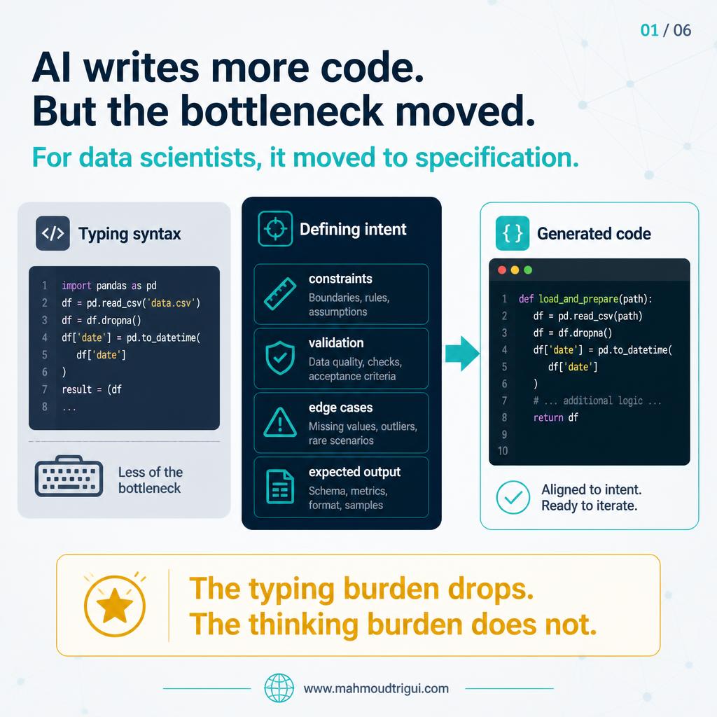 AI-assisted coding moves the data science bottleneck to specification