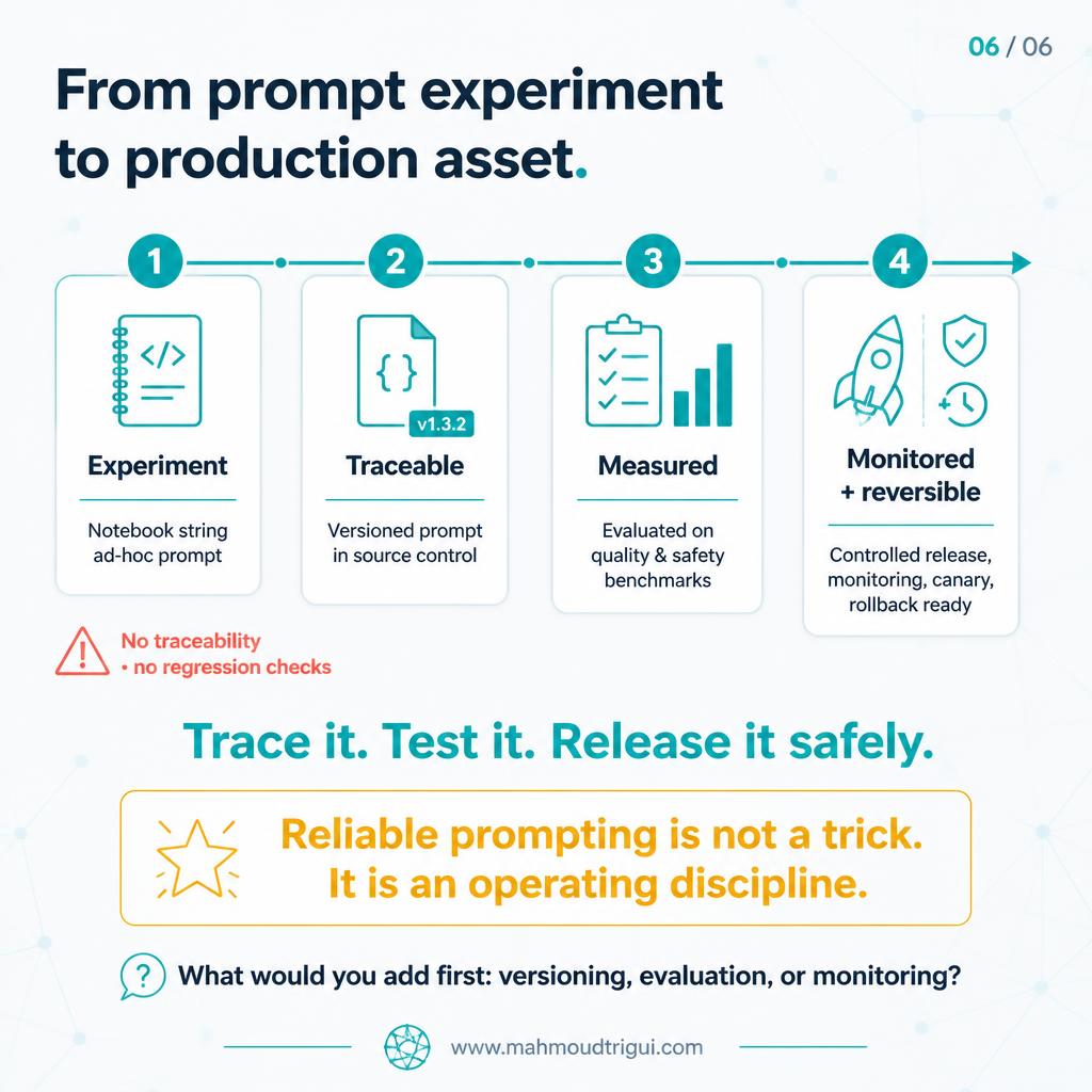 From prompt experiment to production asset: trace it, test it, release it safely, because reliable prompting is an operating discipline
