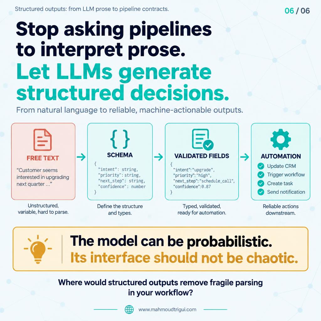 Stop asking pipelines to interpret prose â€” let LLMs generate structured decisions