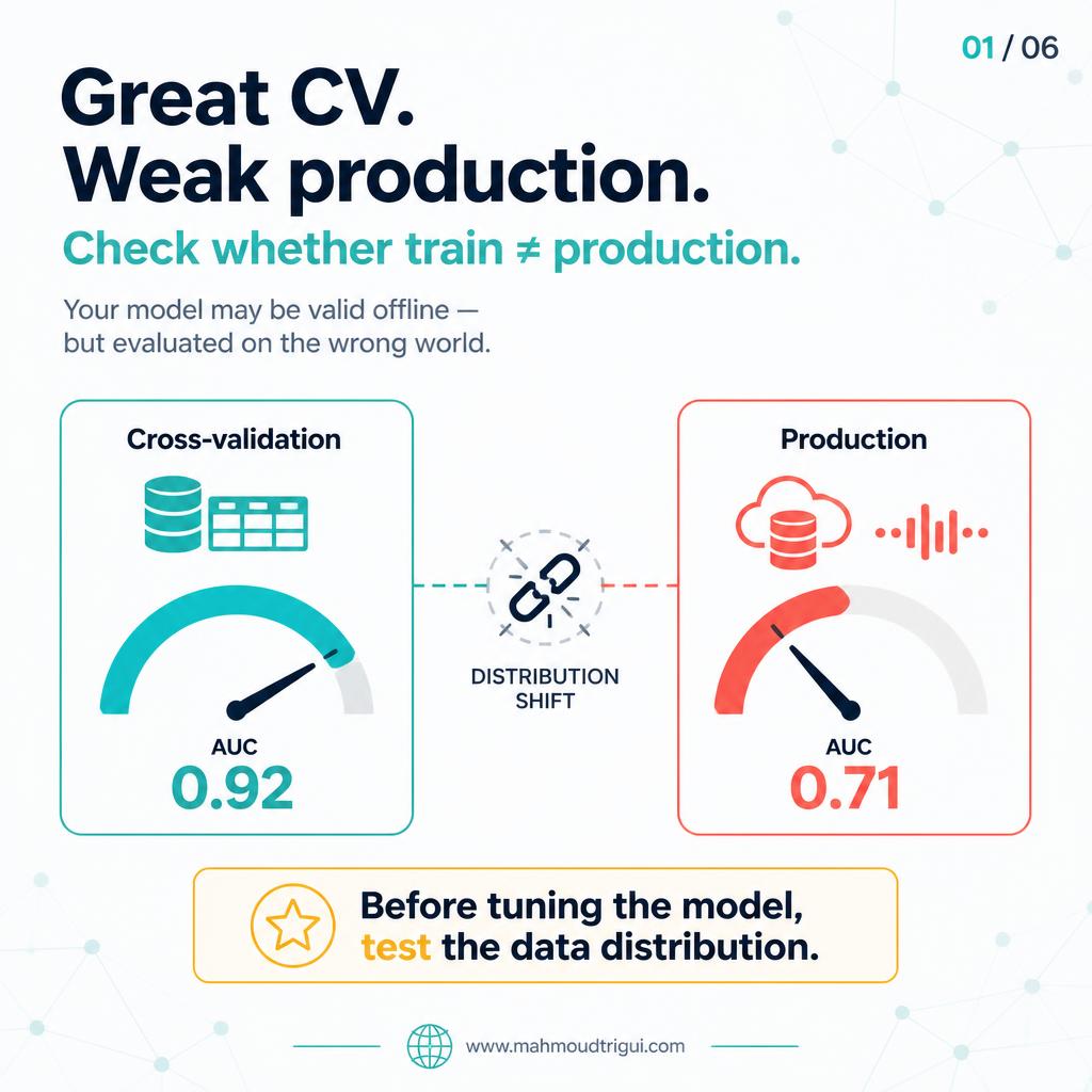 Adversarial validation — detect data shift before deployment, slide 1