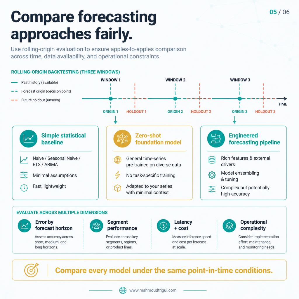 Compare forecasting approaches fairly under the same point-in-time conditions