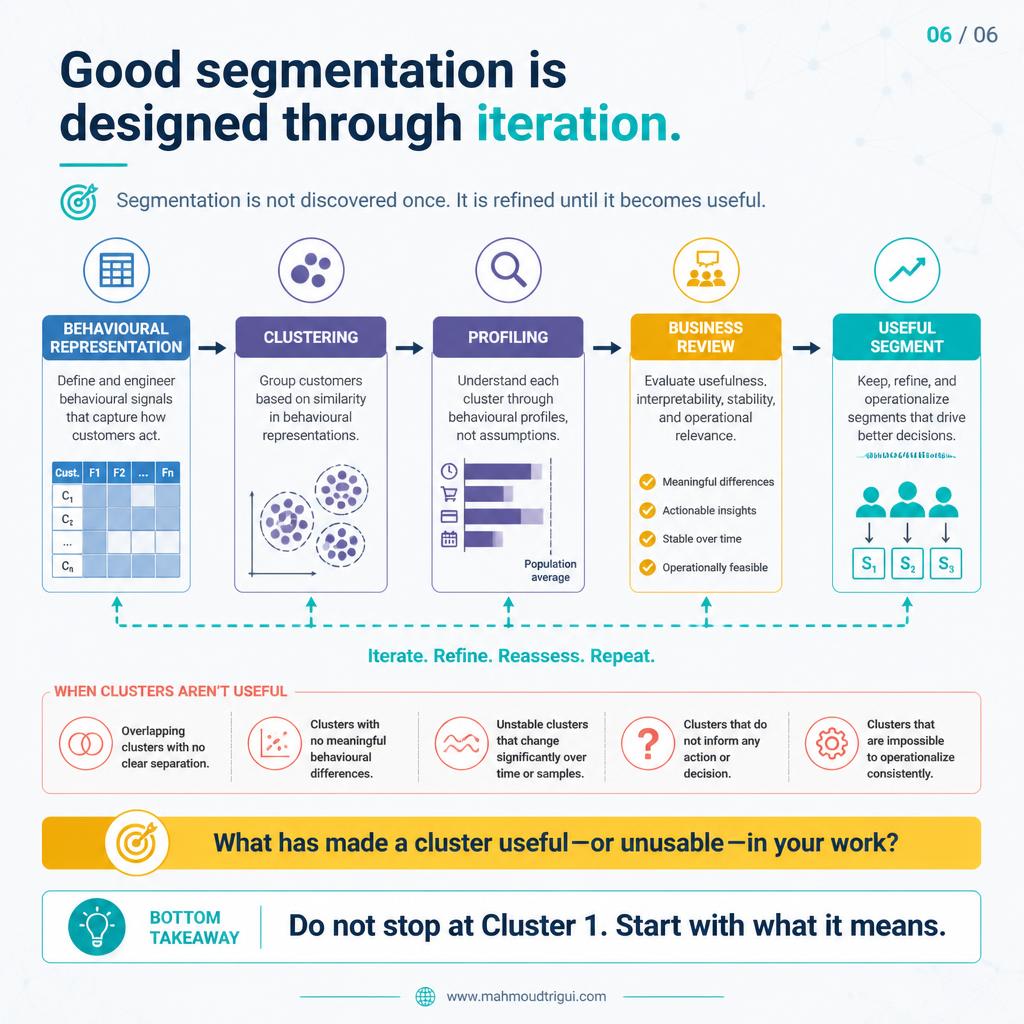 Good segmentation is designed through iteration - behavioural representation to useful segment